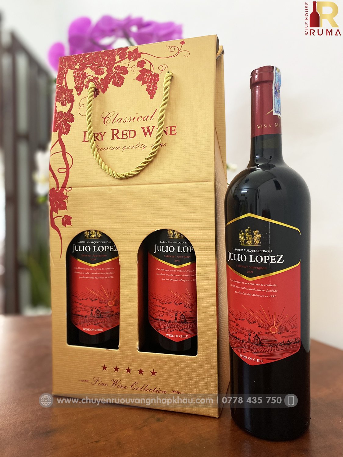 Set 2 chai vang Chile Julio Lopez nhập khẩu chính hãng - TG