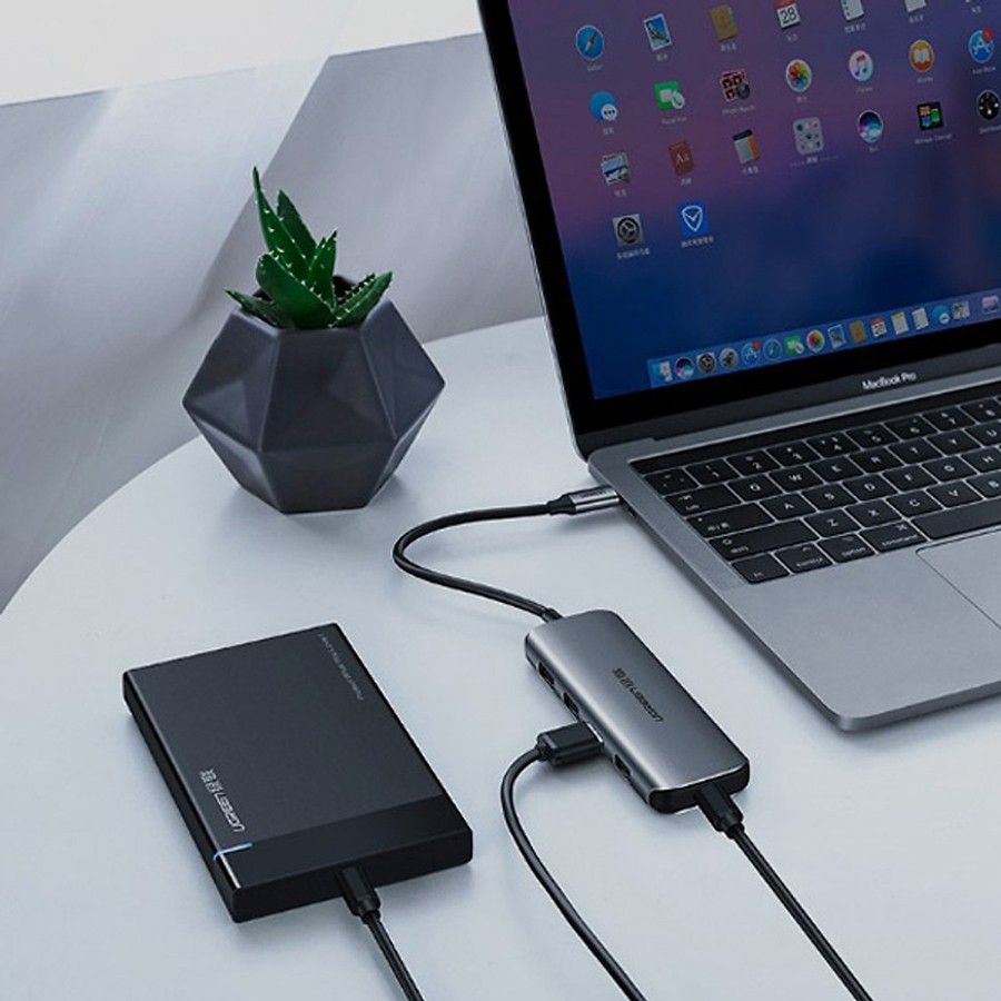 Bộ chia USB Type C ra 4 cổng USB 3.0 Ugreen 50980 có nguồn phụ  - HapuStore