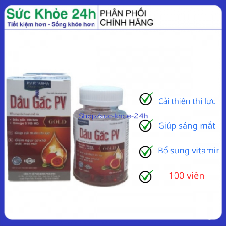 Dầu gấc pv sáng mắt 100 viên hộp 100 viên – dược phúc vinh
