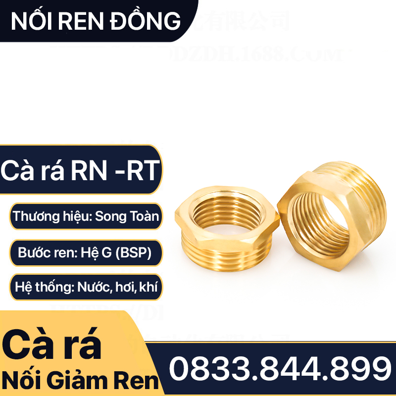Nối ren 21, đầu nối răng đồng 27 21 kép lơ cà rá măng sông - đồng thau