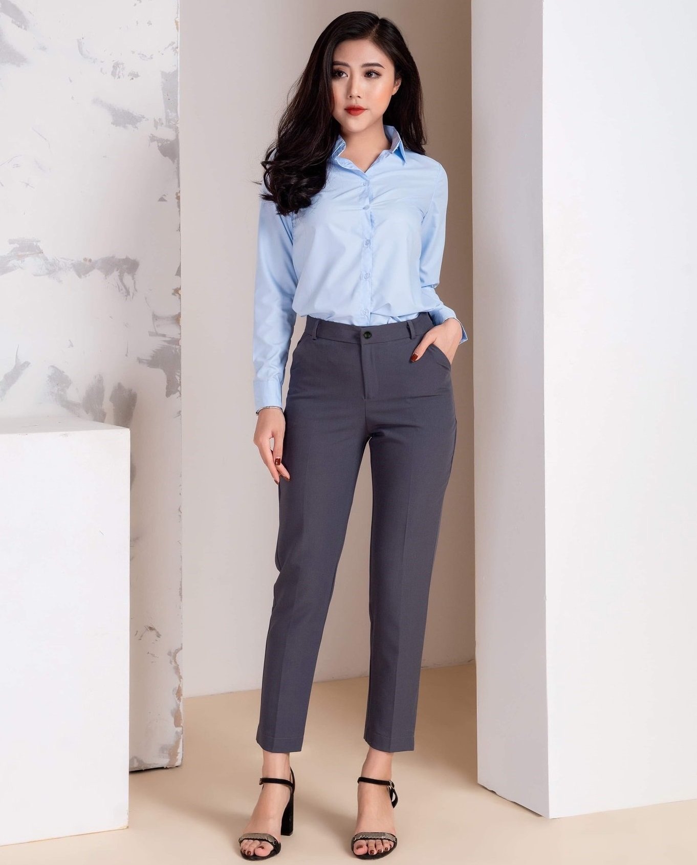 Quần tây nữ công sở ống ôm dài 9 tấc, chất vải Tuytsi siêu đẹp dày dặn không nhăn nhàu