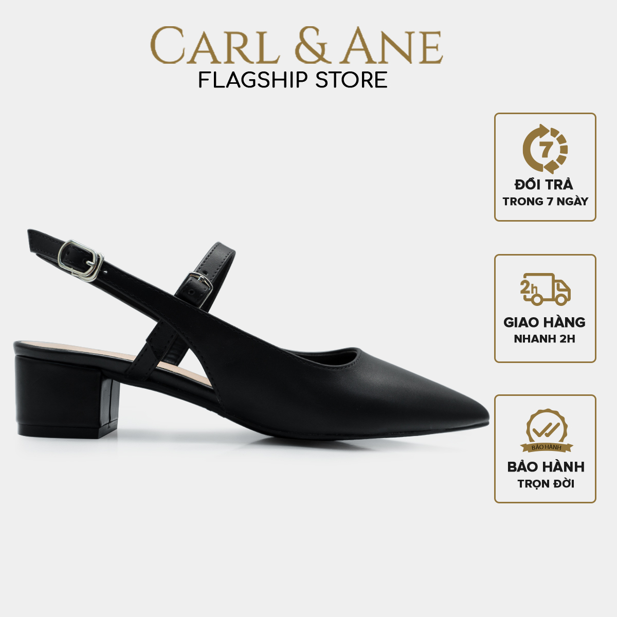 [CHỈ 18/12 0H-12H - MUA 3 GIẢM 20%] Carl & Ane - Giày cao gót mũi nhọn kiểu dáng thanh lịch cao 3,5cm màu nude - CL023