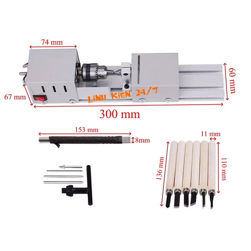 Máy tiện mini 12-24v 100w