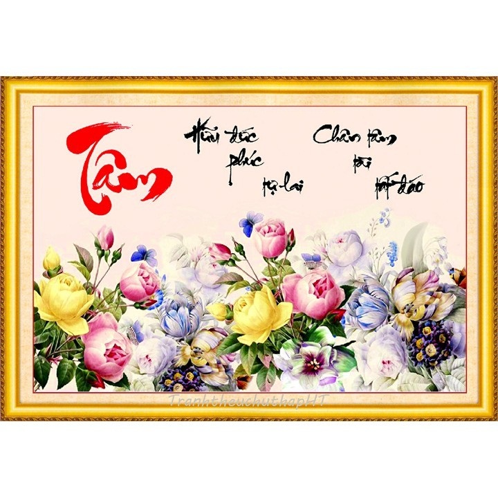 Tranh đính đá CHỮ TÂM VS165 kích thước 80*56cm