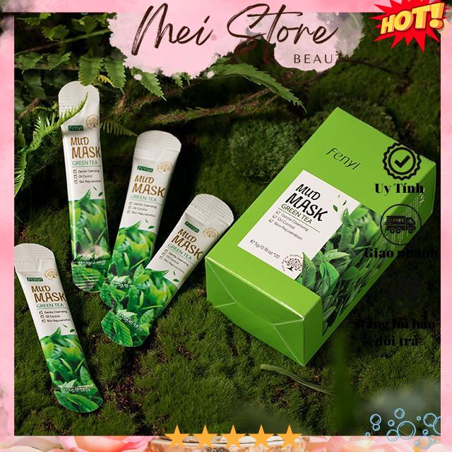 [GIẢM 5% ĐƠN 129K]Hộp 20 Gói Mặt Nạ Bùn Fenyi Green Tea Mud Mask Sena Beauty Làm Sạch Da Kiềm Dầu Trà Xanh
