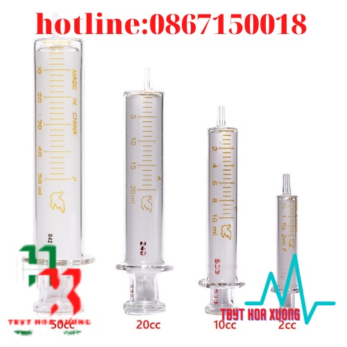 Bơm Tiêm Thuỷ Tinh Các Kích Cỡ 5ml, 10ml, 20ml, 30ml, 50ml, 100ml