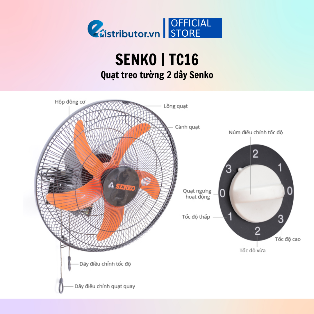 Quạt Treo Tường 2 Dây Senko TC16