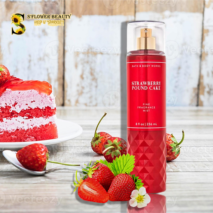 Strawberry pound cake | bst bake shop | xịt thơm nước hoa toàn thân bath & body works body fragrance mist