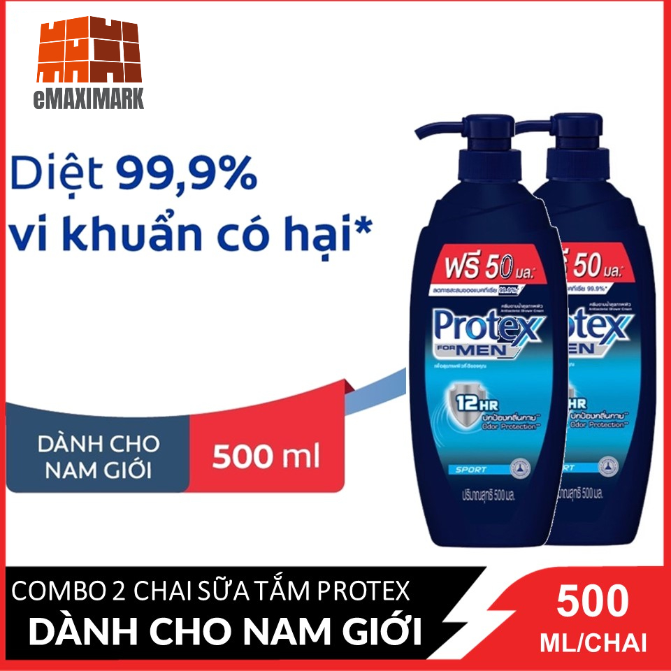 COMBO 2 Chai Sữa tắm Protex FOR MEN SPORT Xanh 500ml X2