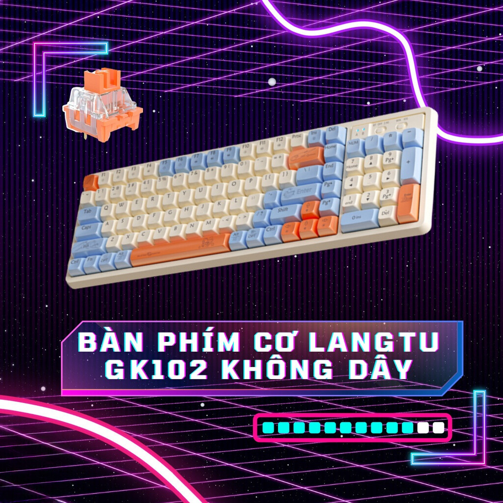 Bàn Phím Cơ GK102 HOTSWAP LANGTU Golden Switch Bàn phím cơ cao cấp dành cho game thủ