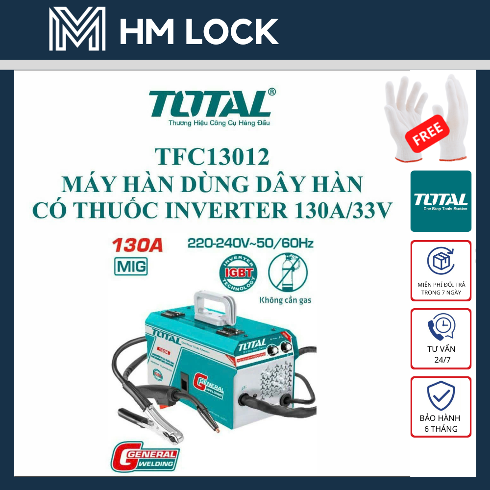 Máy hàn dùng dây hàn có thuốc inverter 130a/33v total - hàng chính hãng - tfc13012
