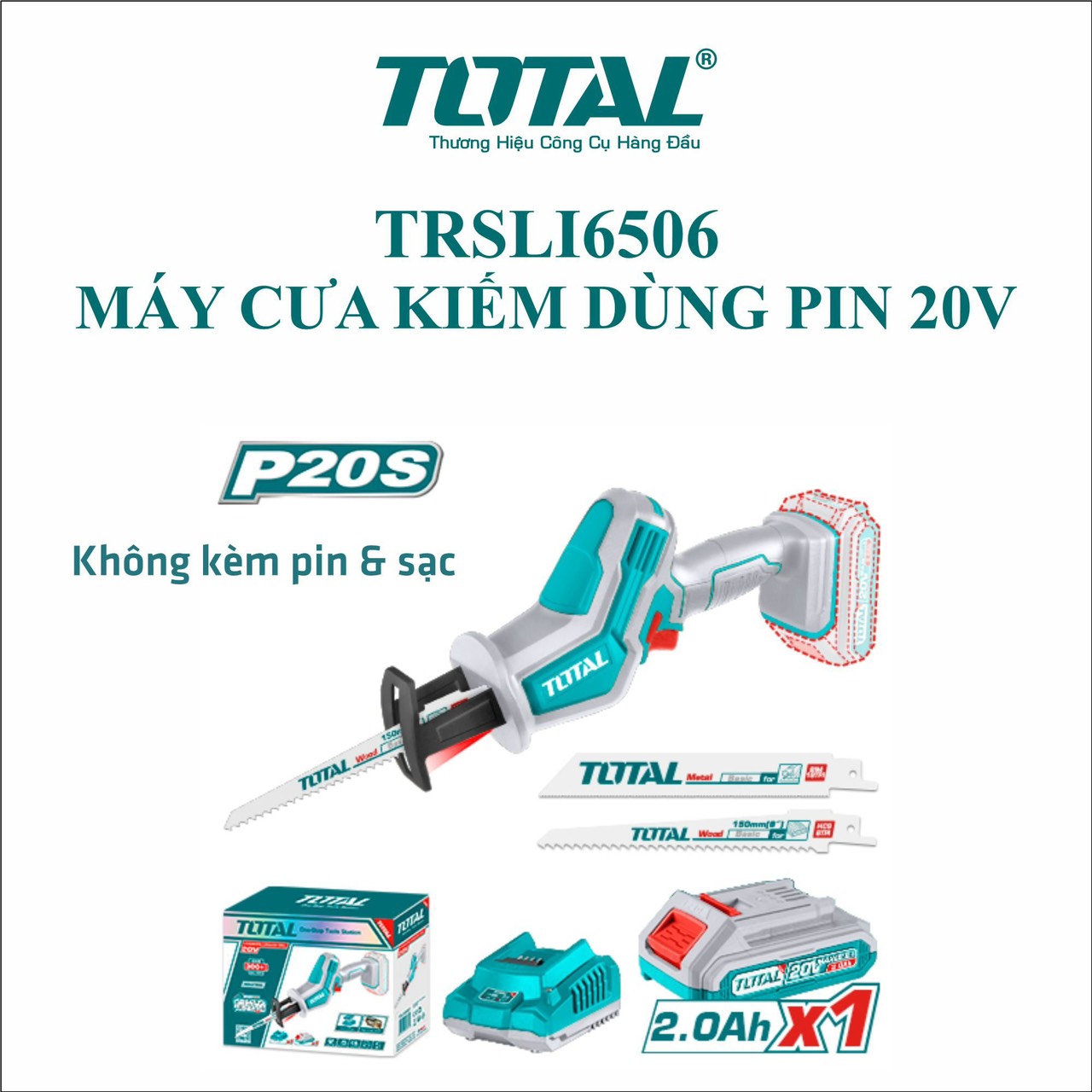 Máy cưa kiếm dùng pin lithium-ion 20v total / trsli6506 / trsli65061
