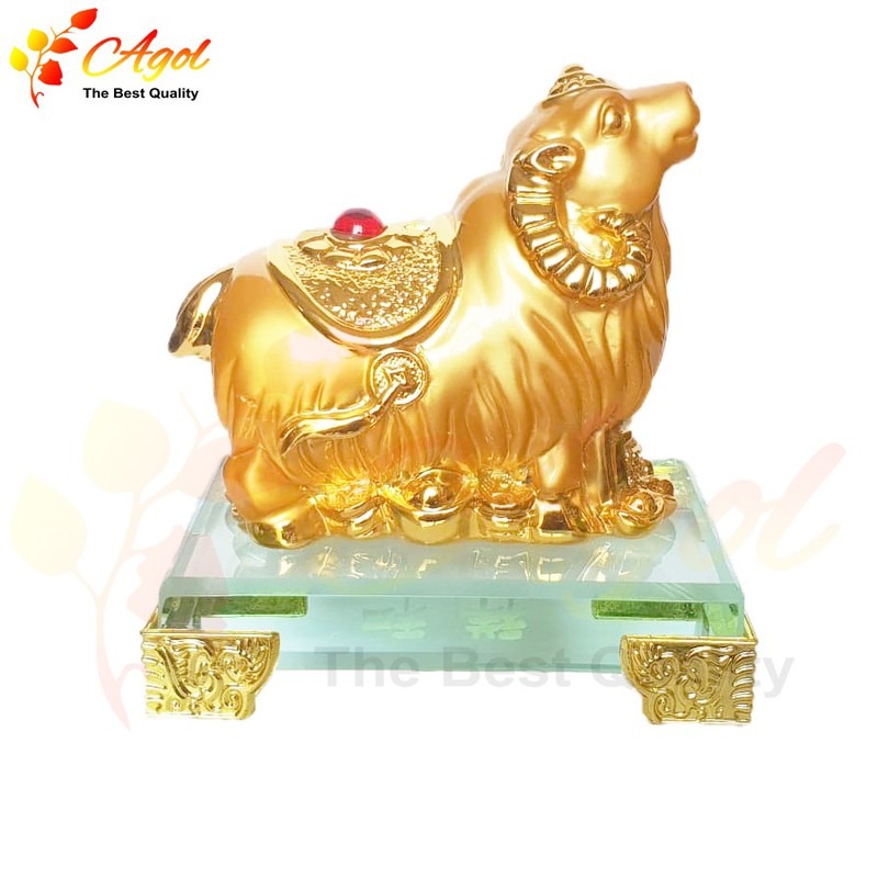 Tượng Chú Dê Vàng Đế Thủy Tinh