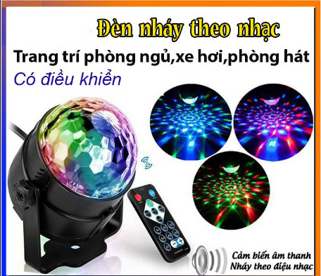 Đèn LED 7 màu vũ trường cảm ứng theo nhạc,bóng LED siêu sáng chiếu rộng dùng trang trí quán karaoke, bar, sân khấu, các buổi tiệc vui cùng bạn bè - Đèn cảm ứng âm thanh nháy theo nhạc