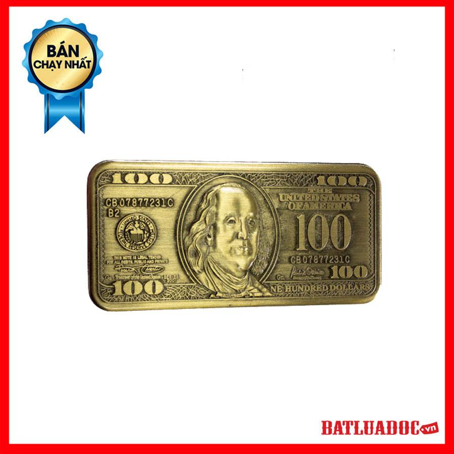 Hộp Quẹt Bật Lửa Khò Hình Đồng 100 USD Dùng Gas Cao Cấp (KHÔNG CHỨA XĂNG GAS)