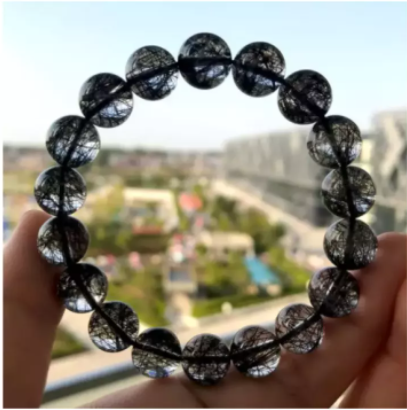 Chuỗi thạch anh tóc đen thiên nhiên 10 ly đẹp chuẩn