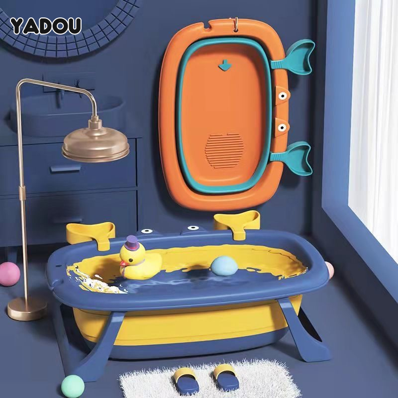Yadou Bồn tắm trẻ em bồn tắm gấp gọn trẻ em có thể ngồi và nằm bồn tắm nhỏ