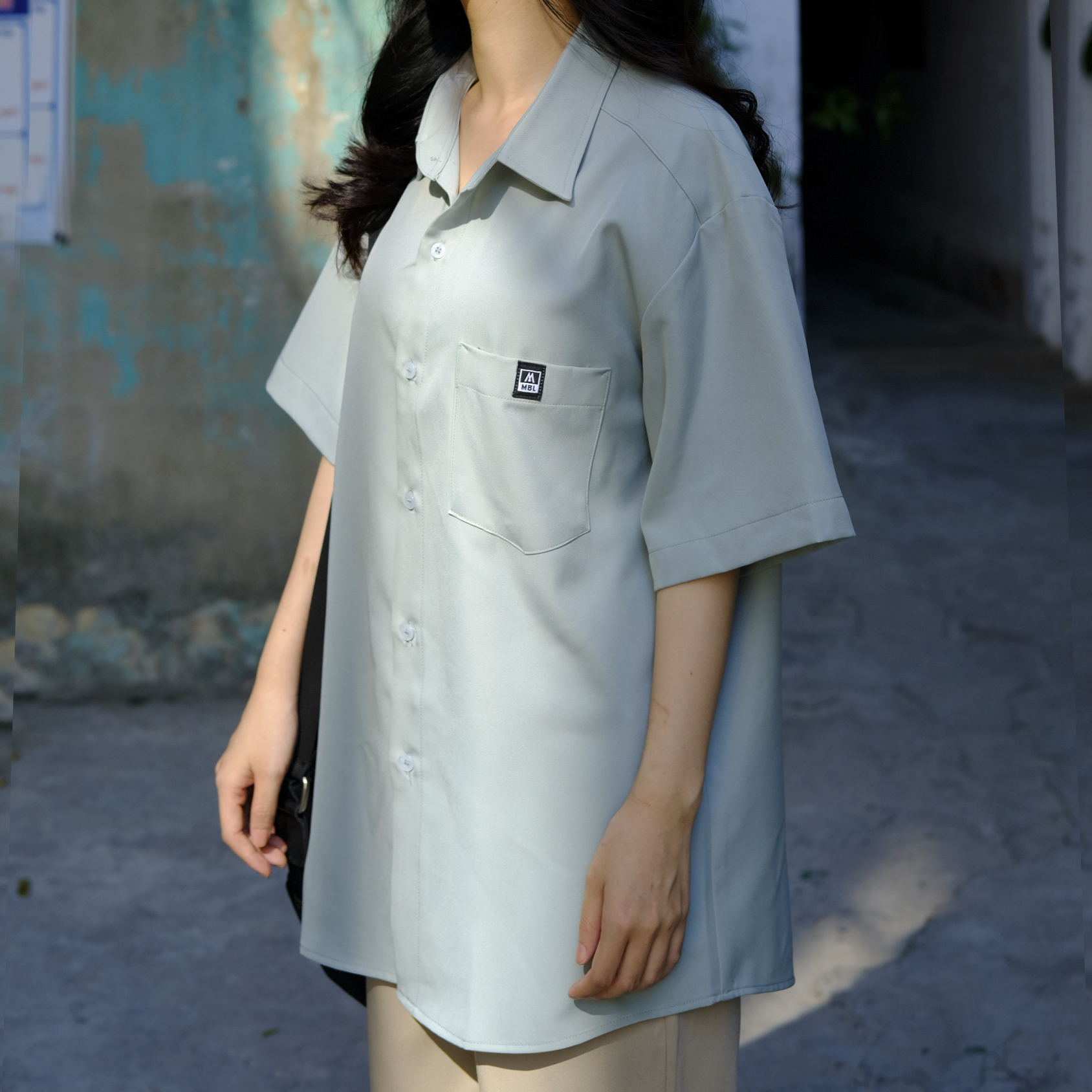 MONATA BLUELIGHT BASIC - Sơ mi form rộng unisex
