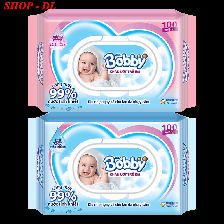 Khăn ướt Bobby không mùi 1 gói - 100 tờ