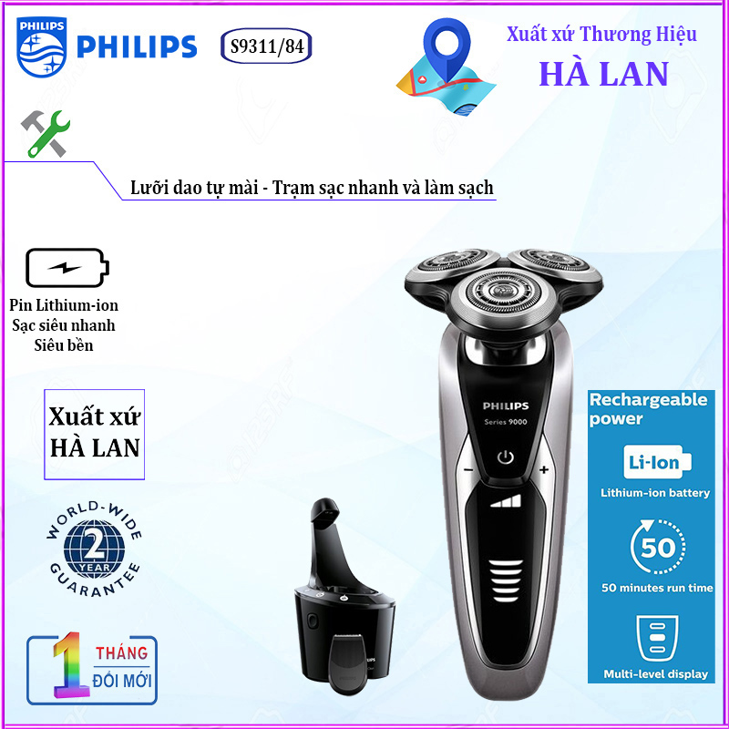 Máy cạo râu khô và ướt cao cấp Philips Norelco S9311/84 - Bảo hành 12 tháng lỗi do nhà sản xuất