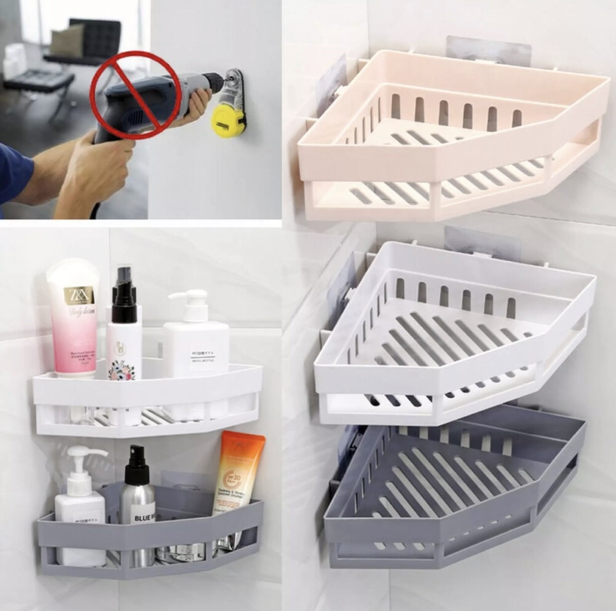 KỆ GÓC TAM GIÁC NHỰA DÁN TƯỜNG