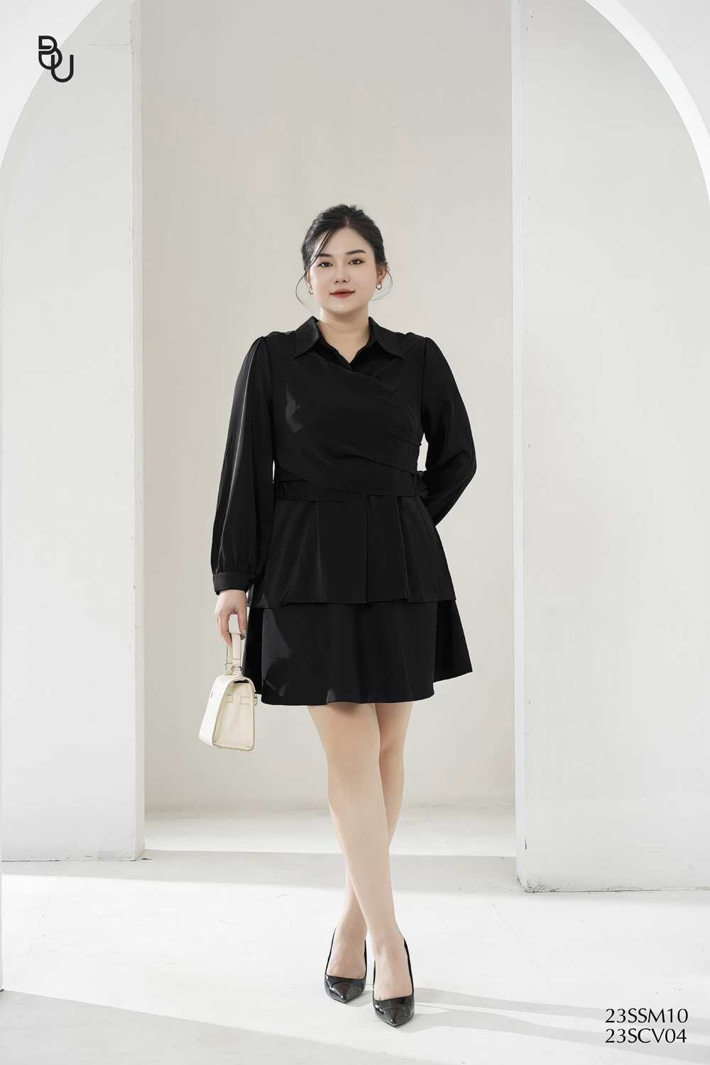 Áo sơ mi đắp chéo eo BIGSIZE (55kg đến 95kg) - 23SSM10 - [BUstu Bigsize]