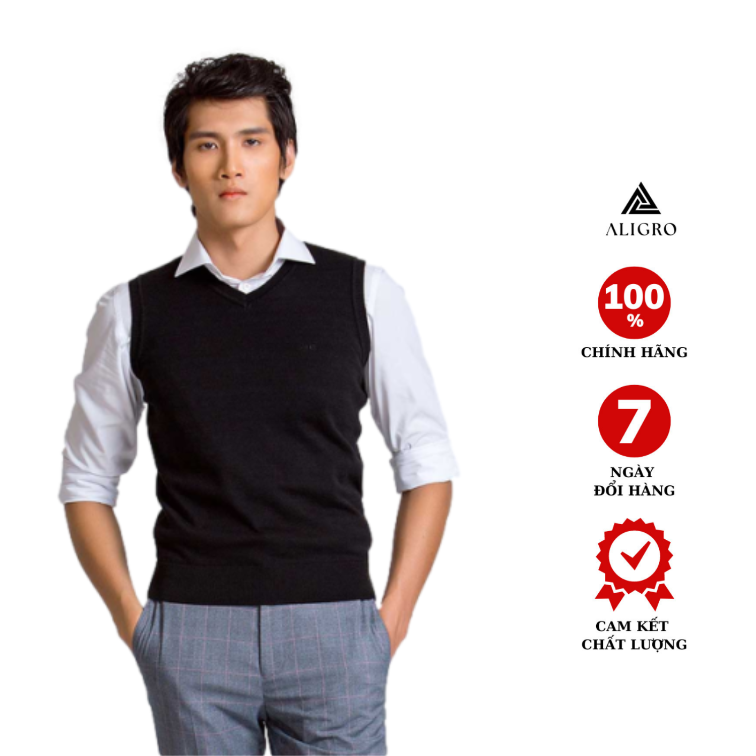 Áo len gile ALENGL014 màu đen