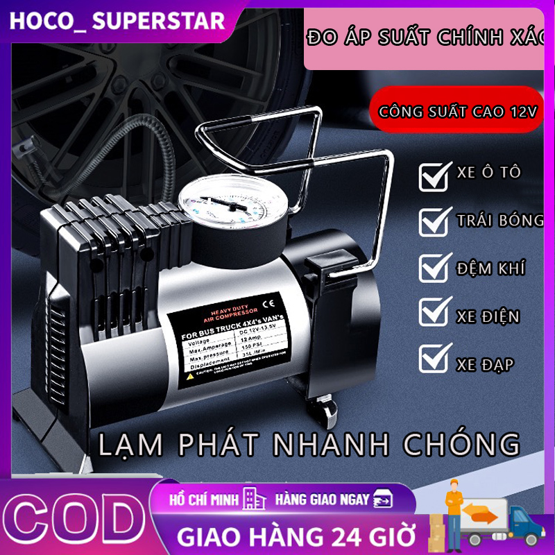 Máy Nén Khí Bơm Hơi Nén Khí Mini 12V bơm hơi ô tô bơm xe máy xe đạp bơm điện bơm lốp xe Trọng Lượng Nhẹ Tay Cầm Vững Chắc Chân Đế Chống Rung