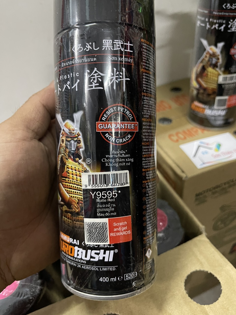 Sơn xịt Samurai Chính Hãng màu Đỏ Mờ - Y9595*. (400ml)