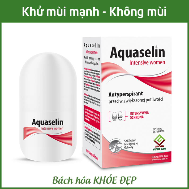 Aquaselin intensive women 20ml Lăn khử mùi không mùi cho nữ mồ hôi nách nhiều - Dùng cho mọi loại da