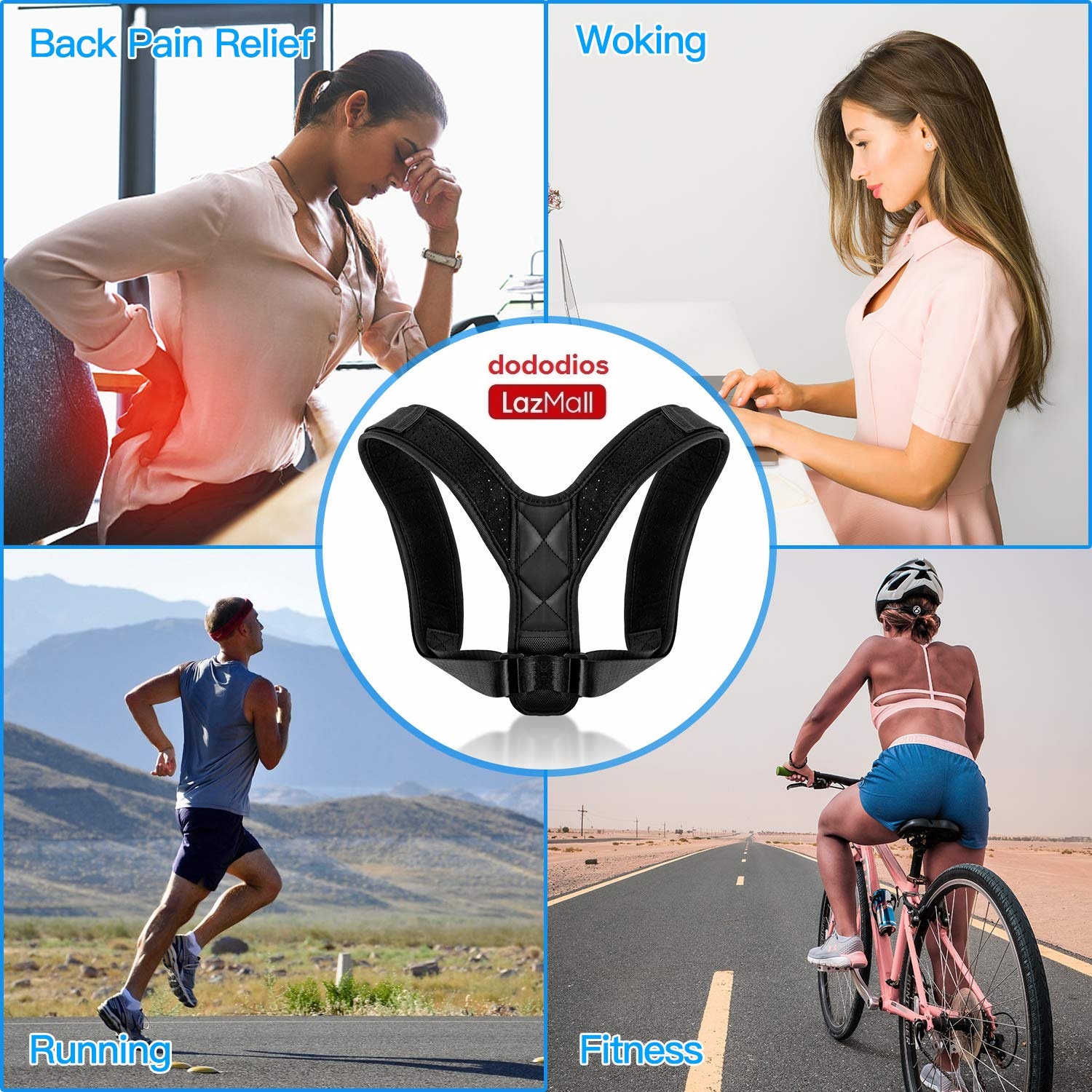 Back support posture corrector, shoulder brace for posture correction Adjustable and Comfortable Clavicle Brace elieves Upper Back&Shoulders Pain Correcting Hunchback Posture (Universal) dododios - Đai chống gù lưng, đai lưng chống gù miDoctor