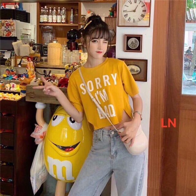 Áo croptop SORRY ngắn tay LNG0220