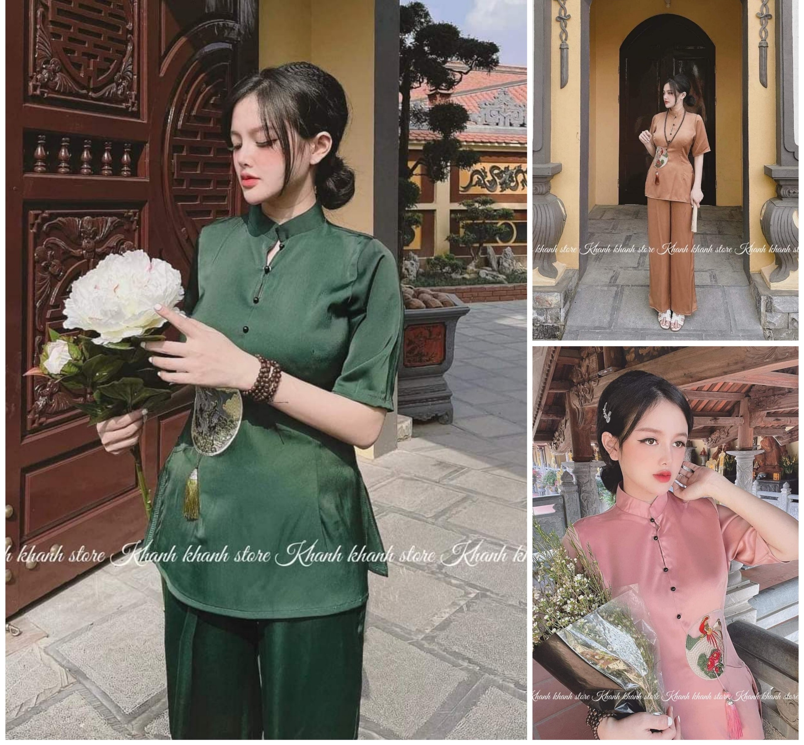 [HCM]SET ĐÒ LAM THÊU HOA ĐI CHÙA CAO CẤP
