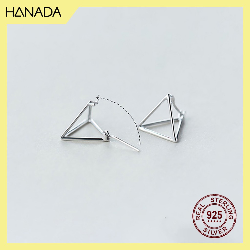 [HCM] Bông Tai Bạc 925 Hanada Tam Giác 3D 0458