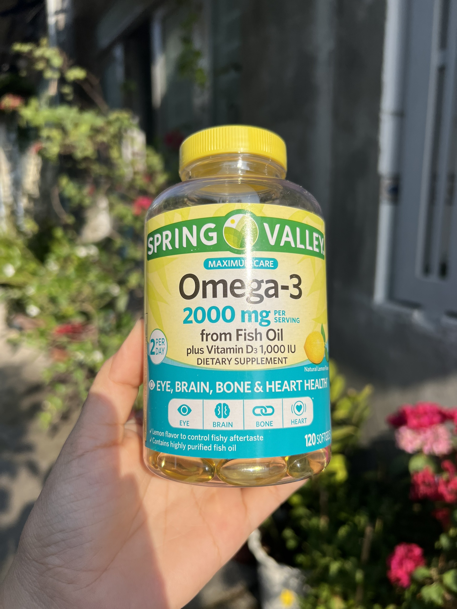 Omega 3 spring valley 2000mg plus vitamin D3 120 viên