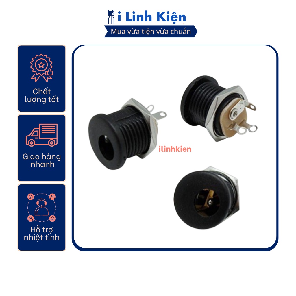 Jack nguồn DC cái 5.5x2.1mm tròn DC-022