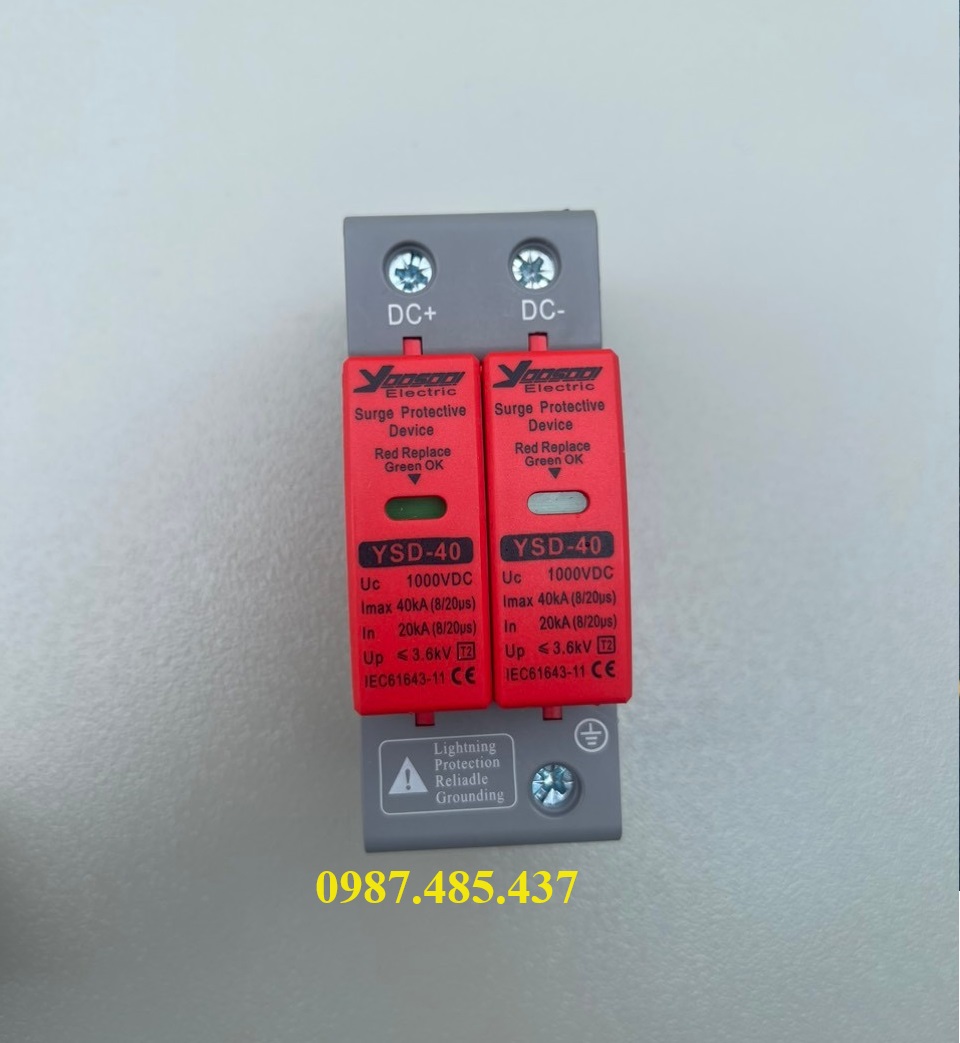 Chống sét DC 2P 1000V- Cắt sét lan truyền, Aptomat CB DC 2P 25A, 63A Dùng cho năng lượng mặt trời SOLAR