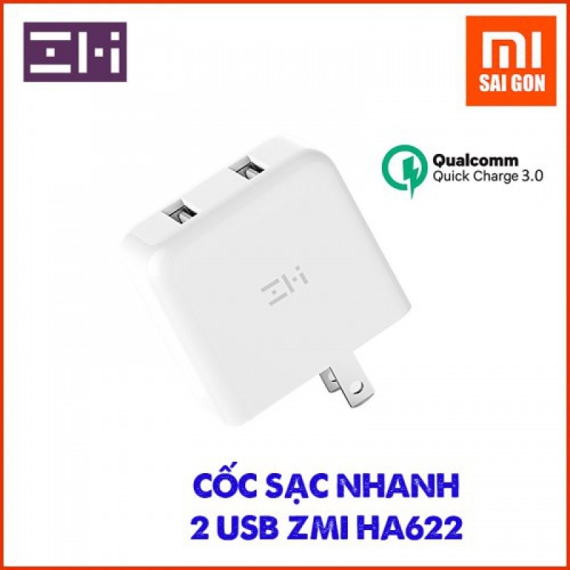 Cốc sạc nhanh 2 USB QC 3.0 ZMI HA622 - Hàng Chính Hãng