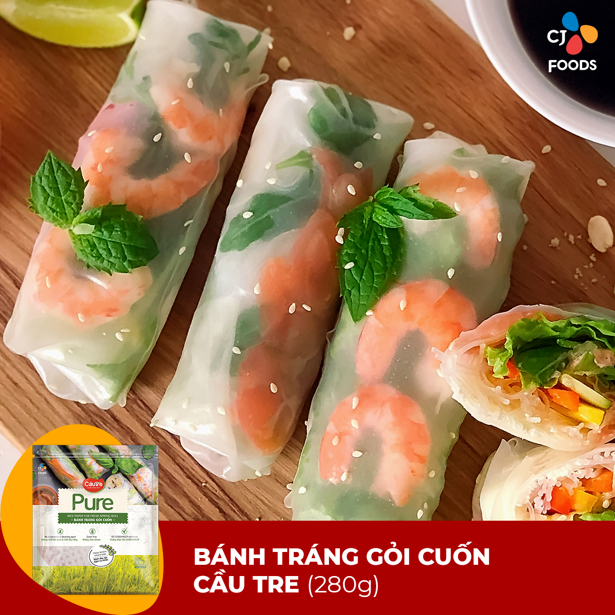 Bánh tráng Cầu Tre Pure 280g (cuốn chả giò/ gỏi cuốn)