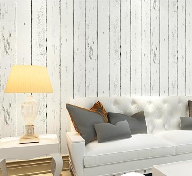 Cuộn 5m giấy dán tường ván sọc trắng khổ 45cm