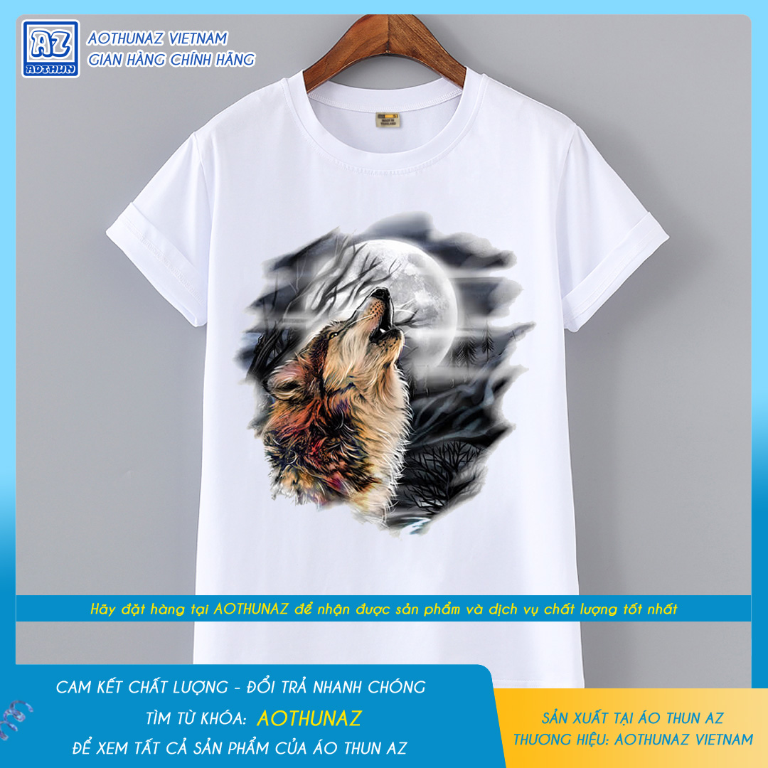 AOTHUNAZ - Áo thun nam nữ in hình chó Sói 3D phong cách Nhật Bản M445