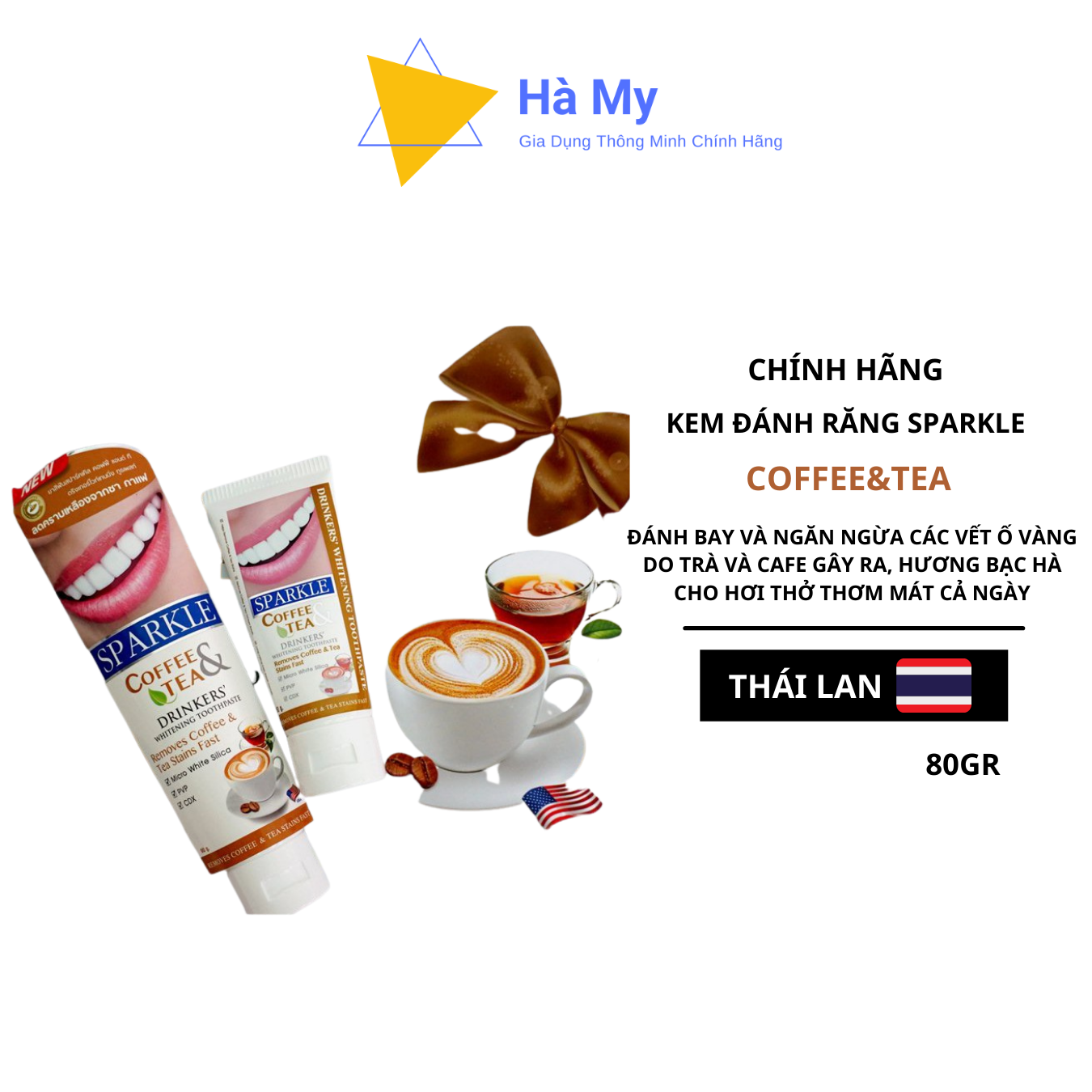 Kem Đánh Răng Thái Lan Sparkle Coffee&Tea 100Gr