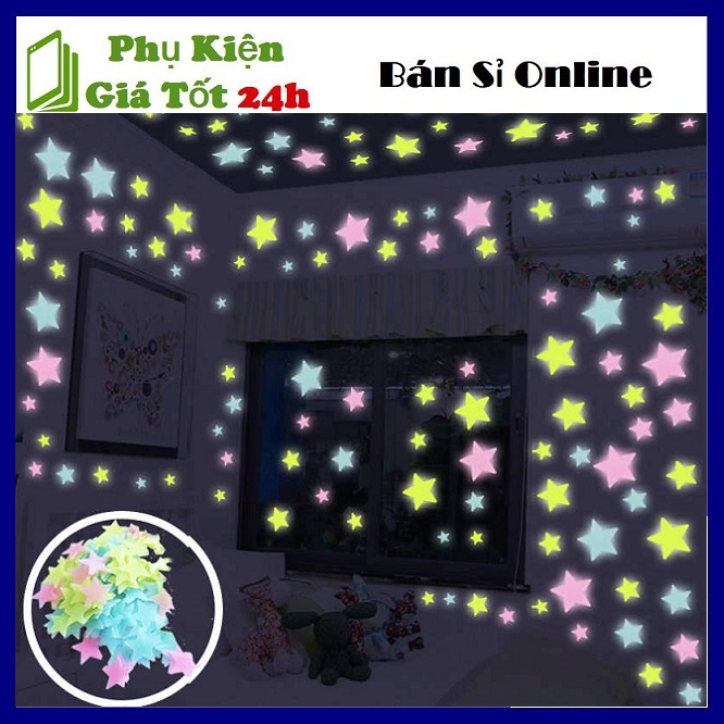 Set 100 Đèn Dạ Quang Dán Tường Hình Ngôi Sao Nhiều Màu - Combo 100 Ngôi Sao Phát Sáng Trang Trí Phòng Ngủ Siêu lung Linh Siêu Đẹp