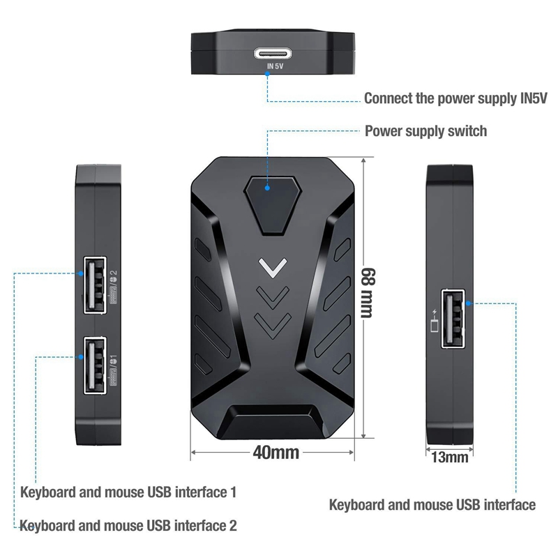 Keyboard and Mouse Converter Portable Mobile Gaming Keyboard Mouse Converter Adapter for Android Phone(Does not Support Ios System)