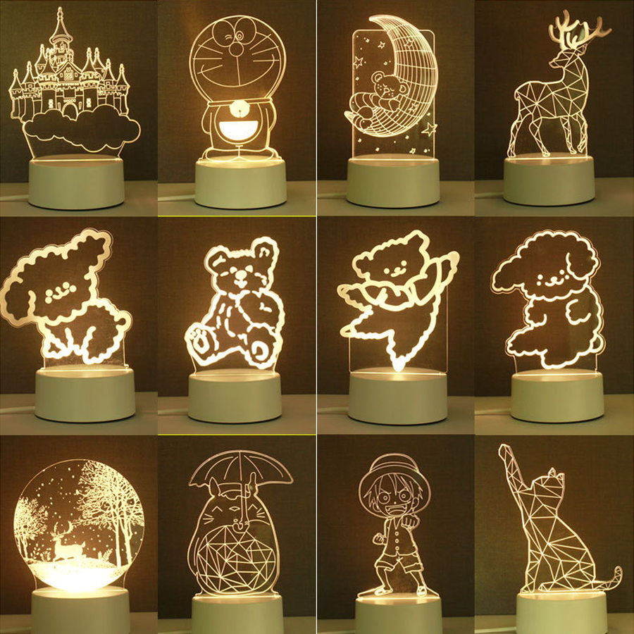 Đèn ngủ led 3d, đèn trang trí phòng ngủ ba chế độ