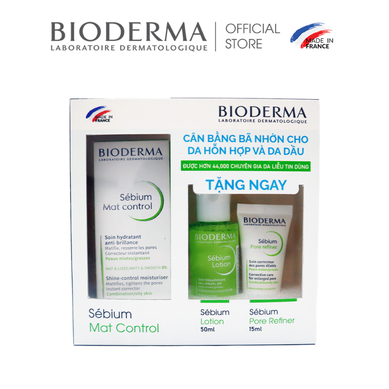 Bộ sản phẩm cân bằng bã nhơn cho da hỗn hợp và da dầu Bioderma Sébium Mat Control giá rẻ