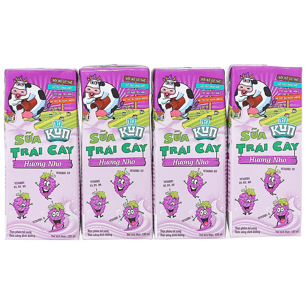 Vỉ sữa chua uống Lif KUN các vị 110ml