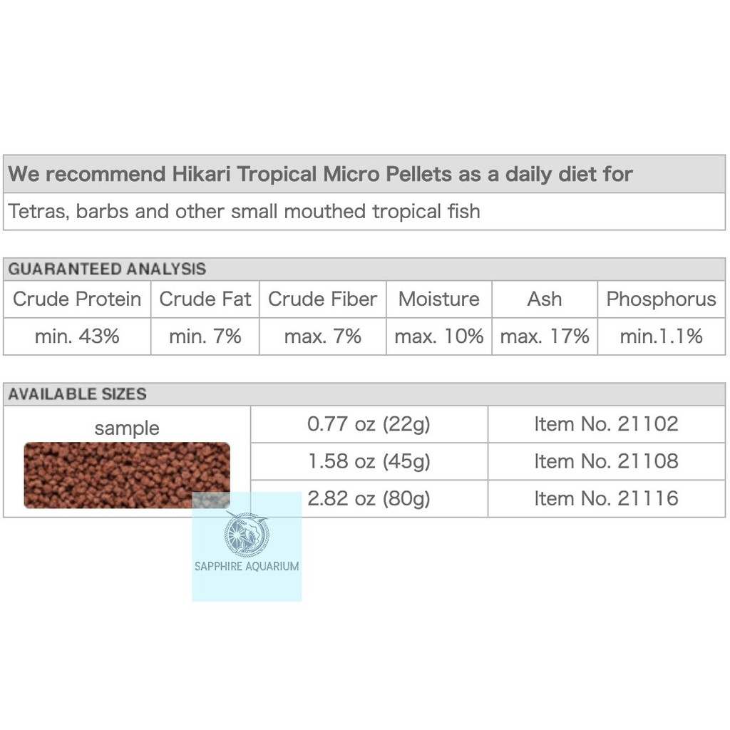Thức ăn cá Hikari Tropical Micro Pellets 45gam