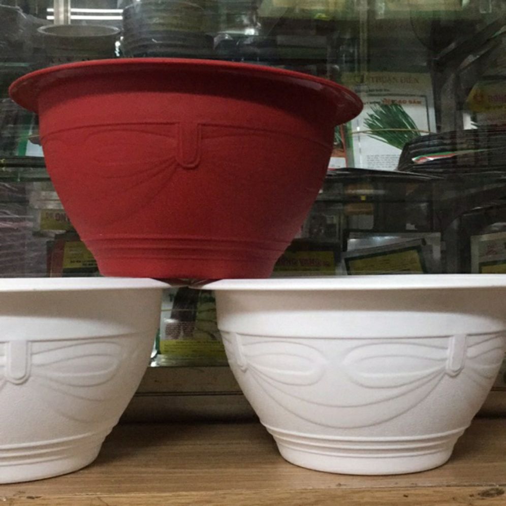 2 cái chậu nhựa kiểu truyền thống đường kính 28cm