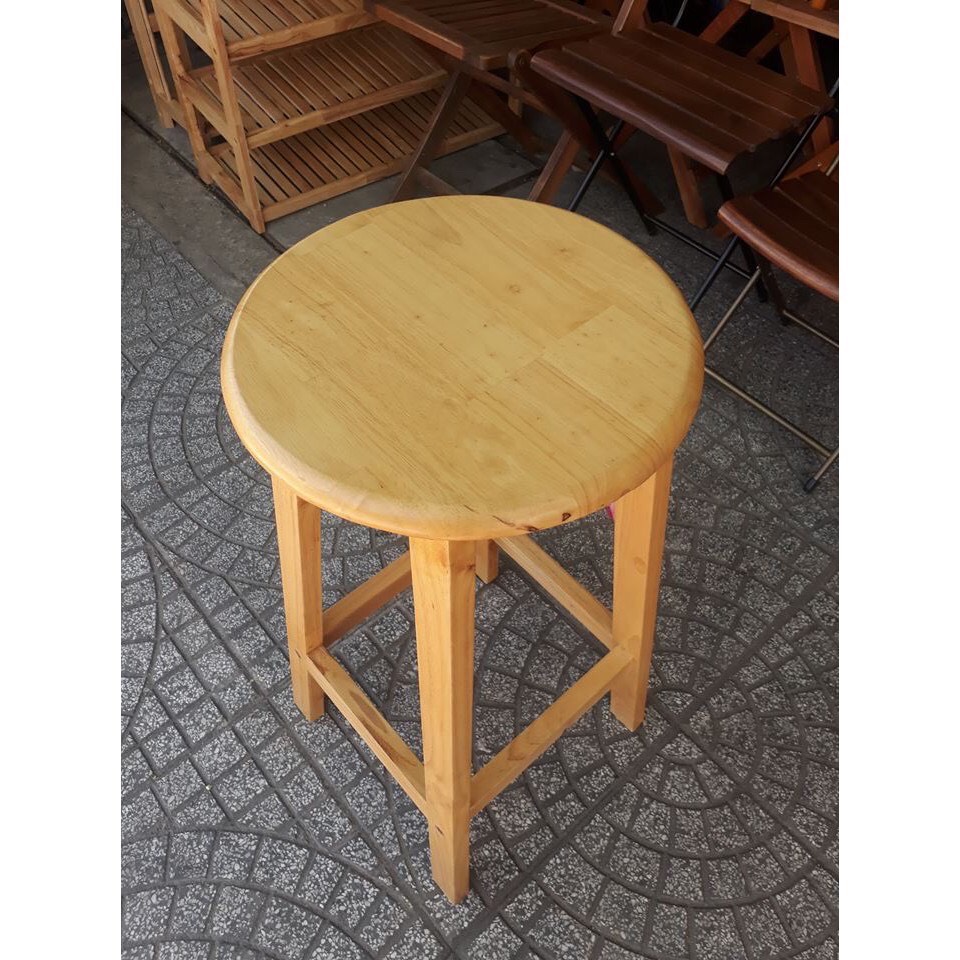 [HCM]Ghế đôn gỗ cao su cao 60cm